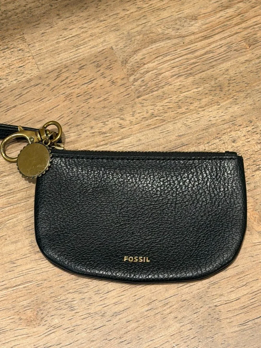 Fossil Black Pebble Leather Coin Purse Key Ring Case